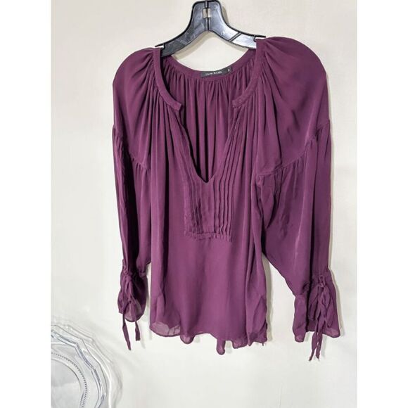 Calvin Rucker Violet Silk Pleated Tenderness Top Size M - Picture 5 of 13
